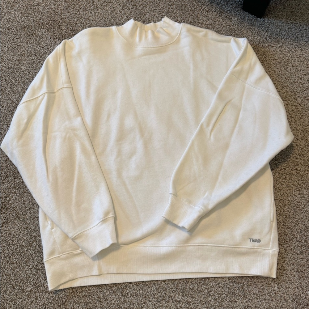 Aritzia TNA Sweatfleece Cozy Fleece Megafit White Mockneck